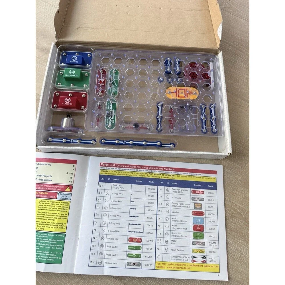 Lot (2 Kits) Elenco Electronics Snap Circuits SC-300 + SC-100 Experiment Kits
